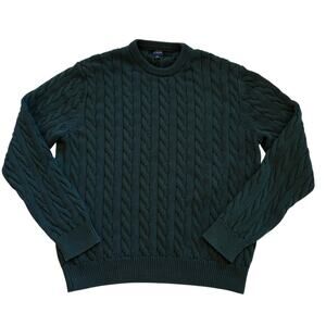 J Crew Sweater Mens Size XL Green Cable Knit Crew Neck Pullover Casual Preppy
